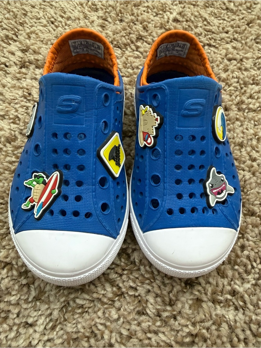 Skechers Kids Blue/Orange Slip On Shoes w/charms Size Toddler 7